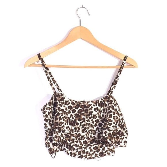 LF x Dream State Leopard Animal Woven Cropped Top - Picture 1 of 9